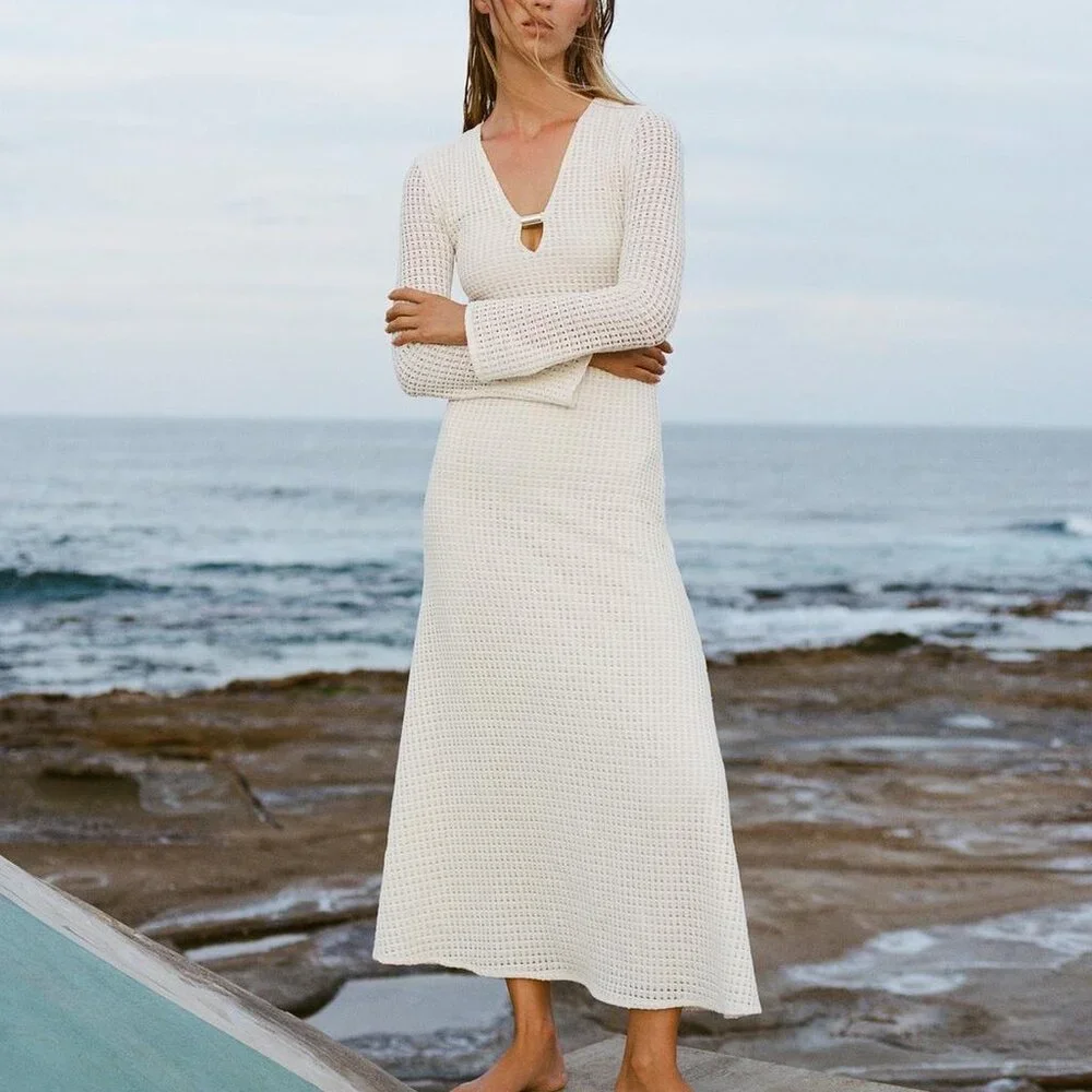 NWT ZARA CROCHET MIDI DRESS XS
